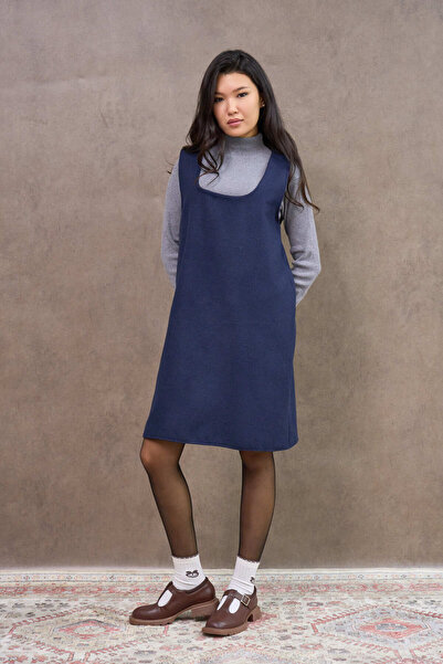 KÜÇÜĞÜM BUTİK Коротка синя сорочка з квадратним коміром