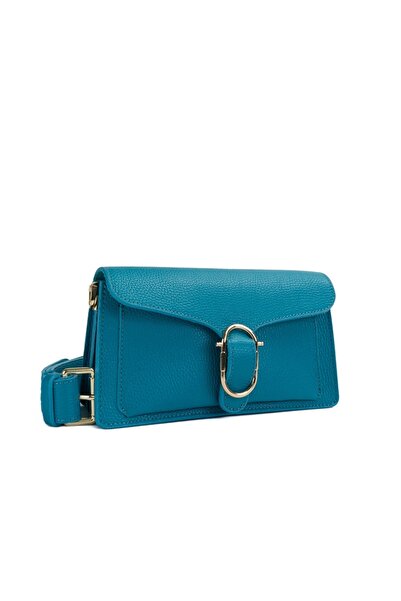 Posete Fagaras Anabelle Leather Purse - Turquoise, 3 compartments, 2 straps, 1 pocket
