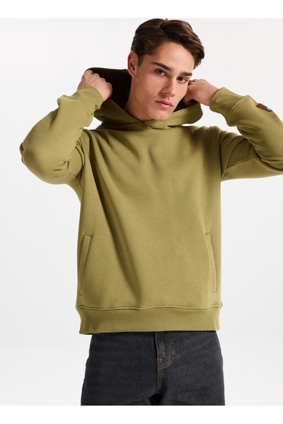 Lee Cooper Hooded Collar Light Khaki Men's Sweatshirt 261 Lcm 241071 Nathan A. Haki̇