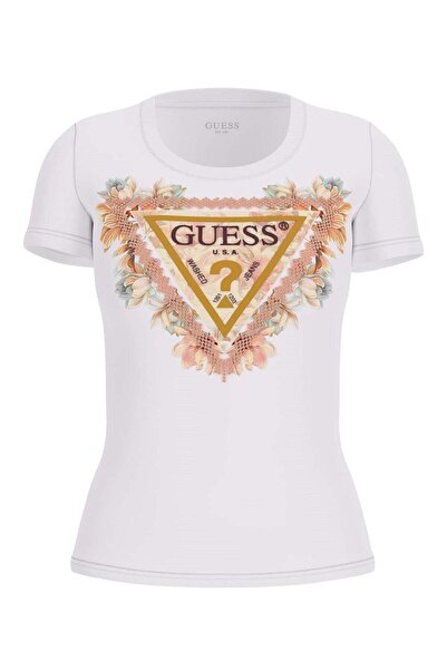 Guess Tricou cu logo floral emblematic, alb