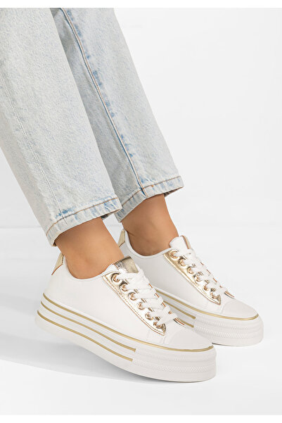 B T Shoes Lorraine white platform sneakers