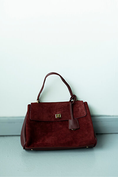 Eataly Shoes Сумка з кришкою, довгими ручками, з м'якої шкіри, бордового кольору