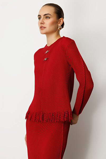 Ekol Tasseled Blouse with Butterfly Accessories