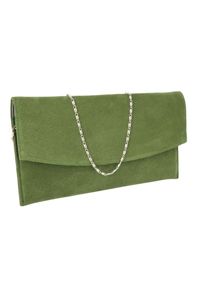 Magazinul de genti Used suede envelope, Green