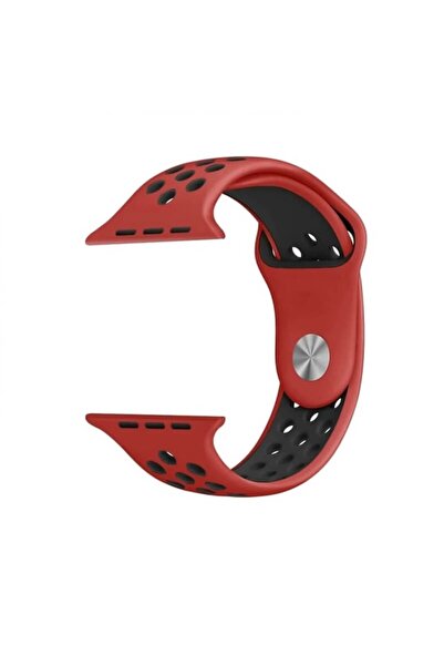 Edman Silicone Sport Band for Apple Watch (38/40/41/42/44/45/49 mm), Size L, Red/Black