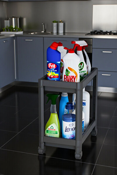 ONYS رف منظم للأغراض المنزلية بعجلات من طبقتين، متعدد الأغراض للحمام والمطبخ ...