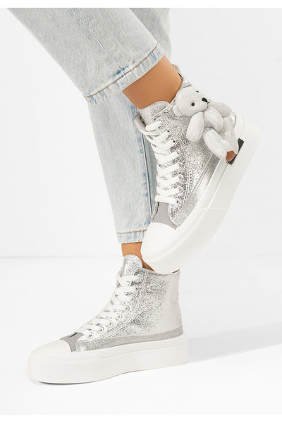 B T Shoes Women's Alisea silver high-top sneakers