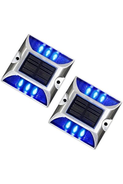 Edman Set de 2 marcaje rutiere solare LED pentru parcare, aluminiu, albastru