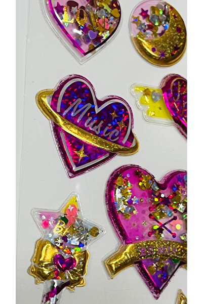 Next Plus Glitter Magic Autocolant tridimensional cu sclipici, cu mișcare în interior, 1 pachet Hearts of Beauty