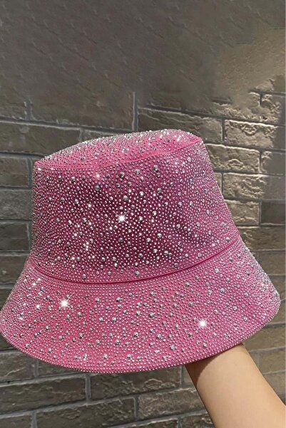 TAKIŞTIR Fuchsia Color Stone Detailed Design Hat