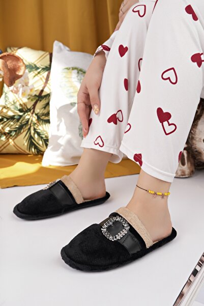 Modafırsat Women's House Slippers Plush Washable Wool Inside Fur Slippers Guest Dowry Bundle Bridal Slippers