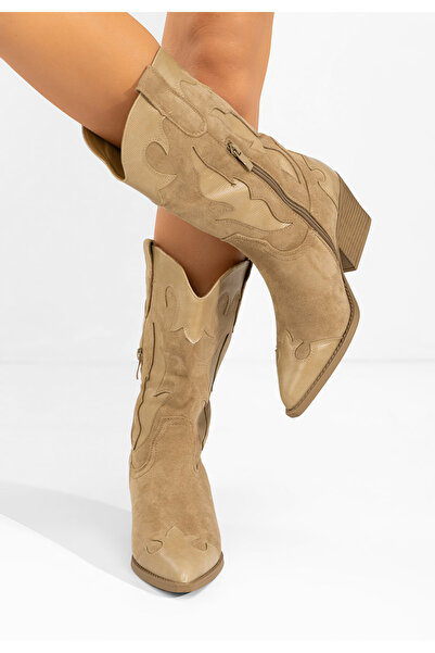 B T Shoes Дамски каубойски ботуши Gravira каки