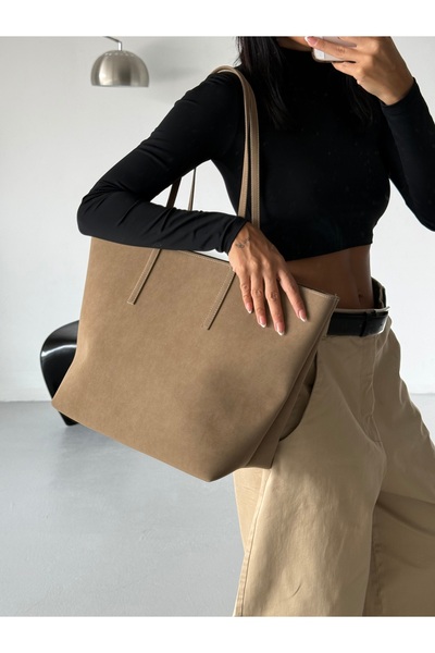 ALTUDA Women's Zippered Double Handle Shopper Shoulder Bag Sable