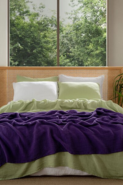 MYLASA HOME Muslin Bedspread Ultra Soft High Quality 4 Layers Muslin Pike (Single Size (240X280 cm)