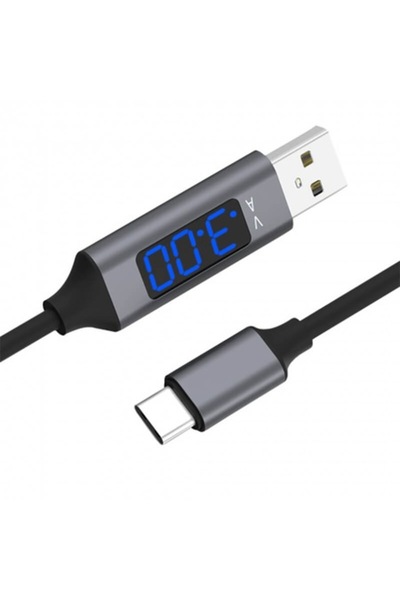 Edman Cablu de încărcare rapidă QC 3.0 Type-C cu afișaj de tensiune, 1 m, negru