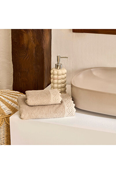 Karaca Home Artisan Soil 100% Cotton Face Towel Beige 50X90 cm