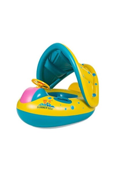 Edman Summer Sea Inflatable Yacht Float with Steering Wheel, Canopy and Seat (for children)