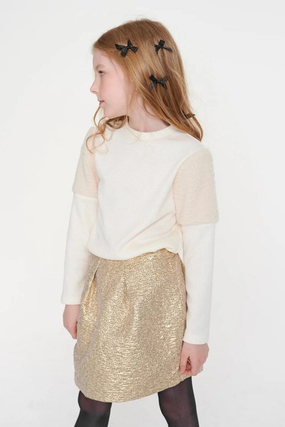 SheShe Fur Detailed Skirt Blouse Set
