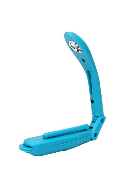 Edman Lampă de carte, cu clipsare, braț flexibil, lumină LED, alimentată cu baterii, albastră