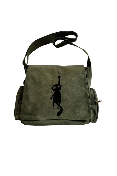 Toum Crna mačka Seriouse Štampano Unisex Poštarska torba