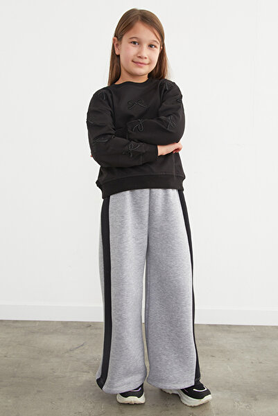 Fulla Moda Φούτερ για κορίτσια με 3 κλωστές, ρίγες στο πλάι και ελαστική μέση