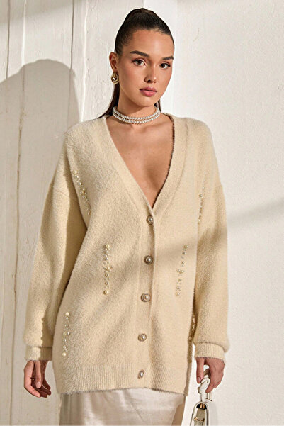 Cherry Butik İnci Detaylı Yumoş Ceket Hırka