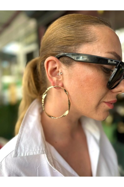 staınless steel Büyük gold ezme halka küpe