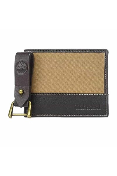 Timberland Men's Wallet Set Leather/Textile + Keyring Canvas & Leather Billfold, Brown