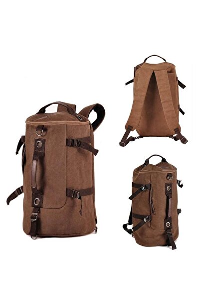 Edman Cylindrical Textile Travel Backpack - Brown