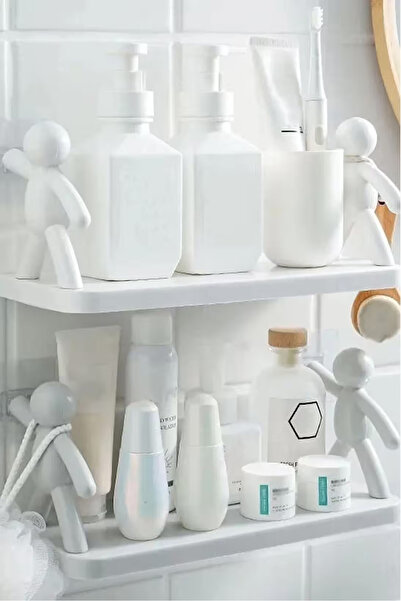 ThenTech İnsan Figürlü Raf Kendinden Yapışkanlı Duvar Rafı Banyo Mutfak Düzenleyici Set