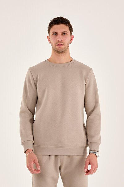 Pavotti Erkek 3 İp Bisiklet Yaka İçi Polarlı Sweat (Puf Kumaş)