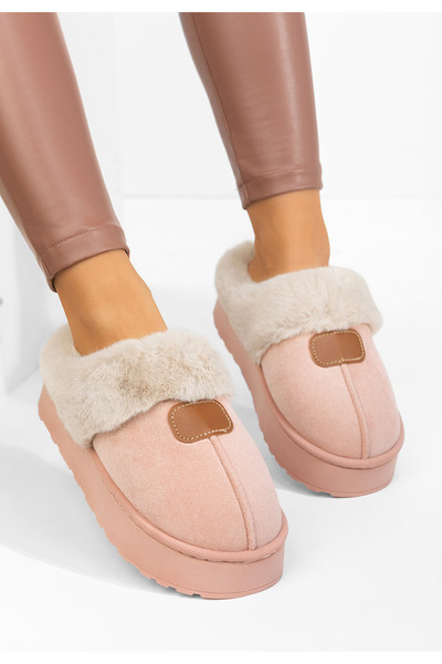 B T Shoes Flufina pink fur slippers
