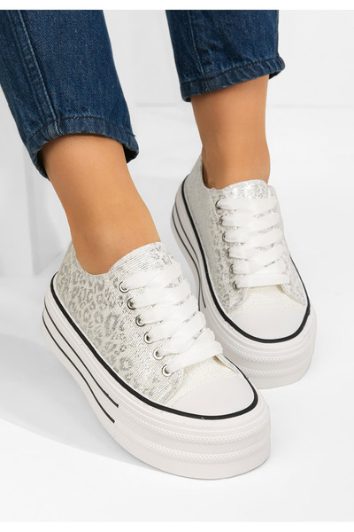 B T Shoes Nedra silver platform sneakers