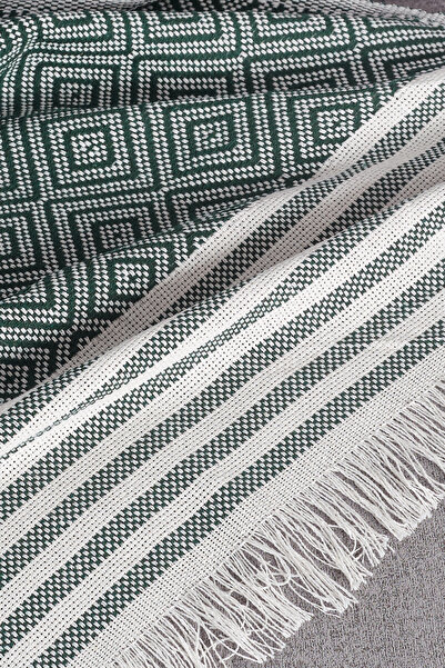 pamore 2’li Kolları Örten Pamuklu 310 Cm Koltuk Kanepe Çekyat Örtüsü Önden Saçaklı Çok Amaçlı Kaymaz