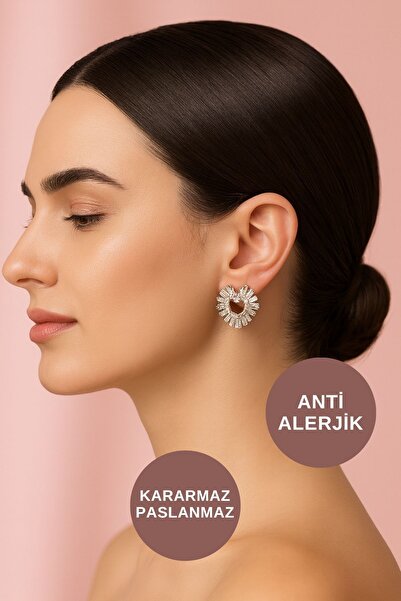 KAYOUBI Kadın Antialerjk Suya Dayanıklı Kararmaz Günlük Gece Abiye İçin Zirko...