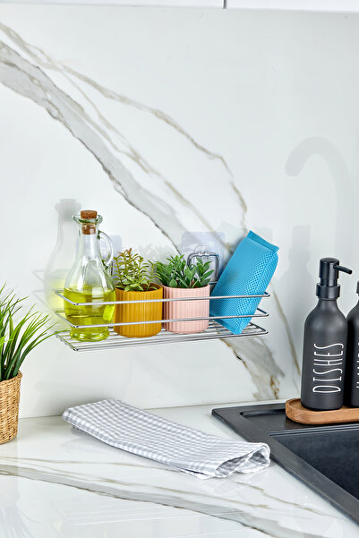 ERD & EMA HOME رف منظم متعدد الأغراض للحمام مطلي بالكروم مع لاصق، منظم للاستحمام ورف للمطبخ