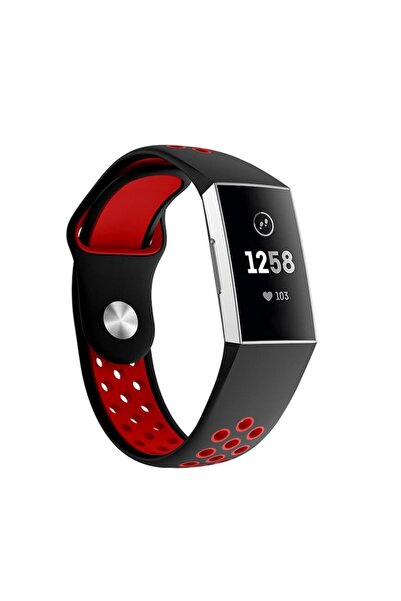 Edman sport strap for Fitbit Charge 3/4, Size S, Black/Red