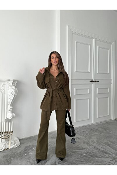 dolu butik Khaki Denim Suit