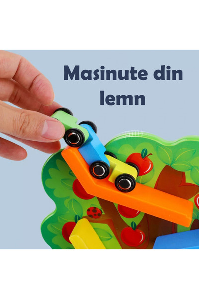 RCO Wooden squirrel track in the shape of a tree, with 3 cars, 9 ramps, 37 cm high - Squirrel T