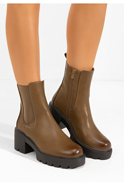 B T Shoes Μποτάκια Chelsea γυναικεία Zirena χακι