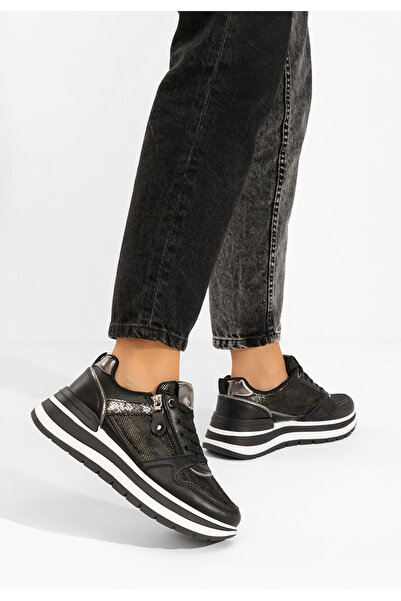 B T Shoes Sneakers με πλατφόρμα Selviana V3 μαύρα