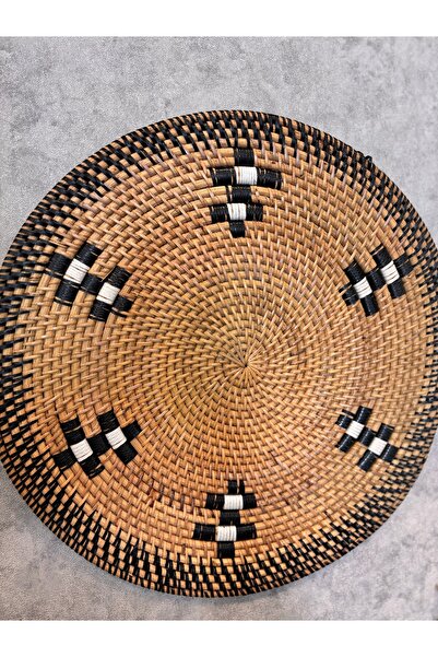 VERSA 3’lü Rattan Duvar Tabağı Seti – 40 cm El Yapımı Doğal Bohem Duvar Dekoru