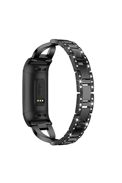 Edman Curea metalică de lux pentru Fitbit Charge 3, neagră