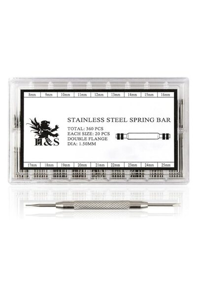 BELLA Bath&Soap Professional Watch Repair Set,360 Pieces, 8-25mm, watch band pin, Stainless Steel, storage case