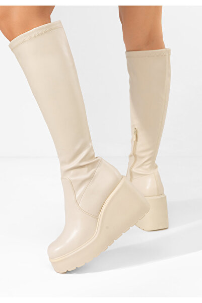 B T Shoes Cizme cu platforma Rozalin bej