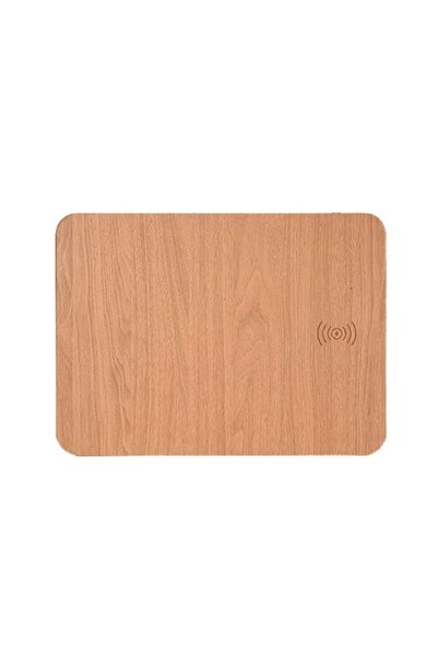 Edman Mousepad WX10 cu aspect de lemn și încărcare wireless pentru telefon, 10W, USB, maro