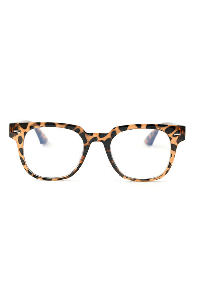 TomyHelf Leopar Desenli Şeffaf Camlı Unisex Bilgisayar Gözlüğü – Kare Çerçeve, Şık Tasarım