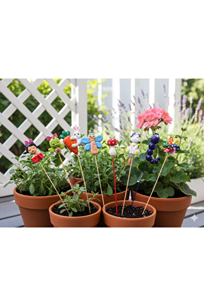 Nes Dekorasyon 8' Li Dekoratif Bahçe Balkon Biblo Saksı Süsü