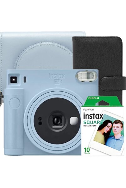 Fujifilm Instax SQ 1 Instant Camera Set Glacier Blue with case, black album and square photo paper