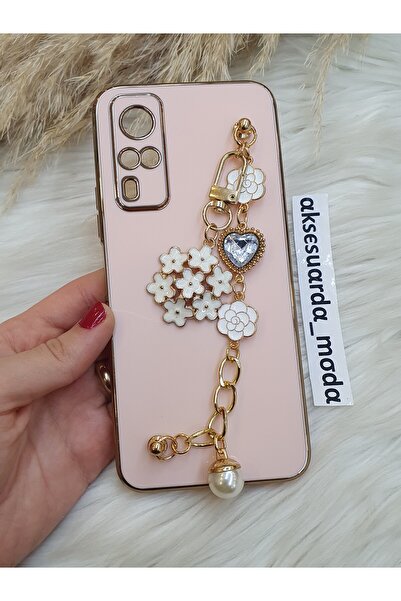 ZB Aksesuarda Moda Vivo Y31 2021 Compatible Flowered Stone Laser Cut Shiny Case